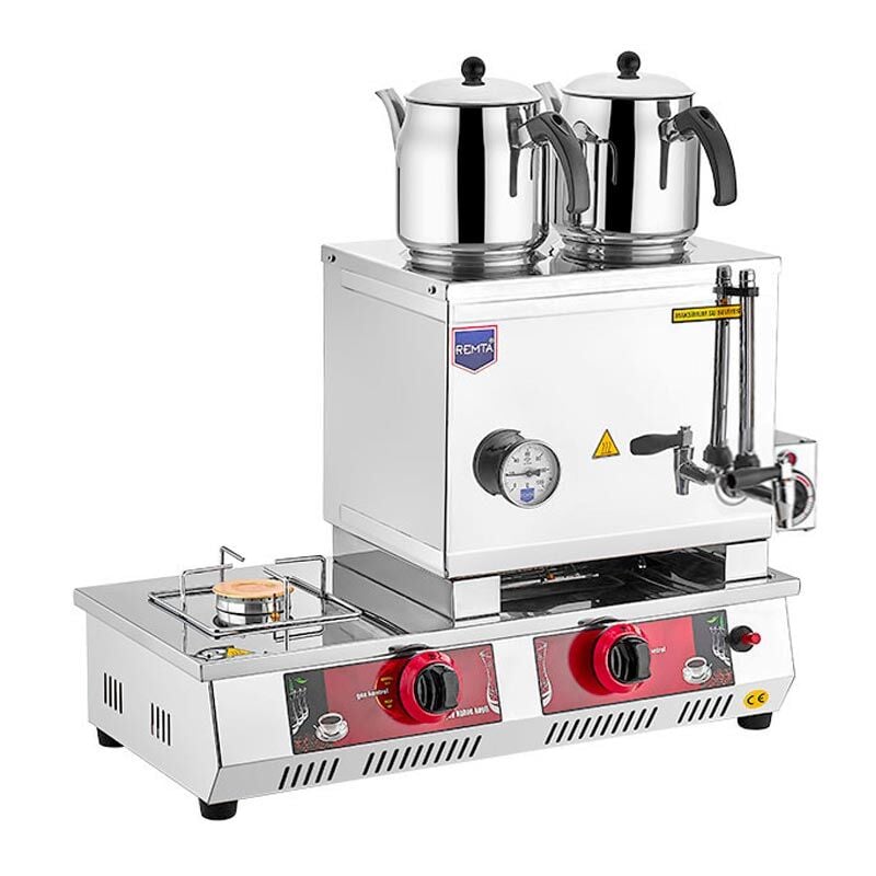 30 Model Çift Demlikli çay kazanı  Gazlı+Elk. CE