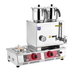 30 Model Çift Demlikli çay kazanı  Gazlı+Elk. CE