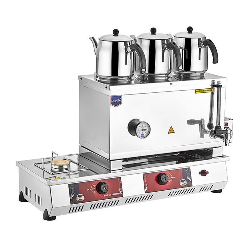 55 Model Üç Demlikli çay kazanı  Gazlı+Elk. CE