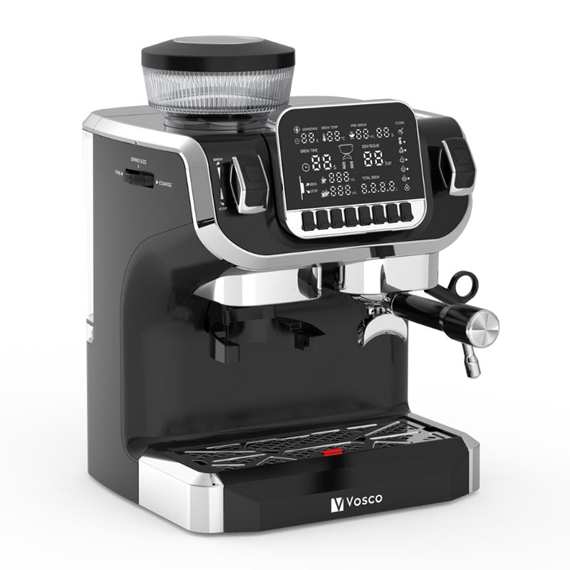 Vosco VST-520ECS Öğütücülü Barista Espresso Kahve Makinesi 1 Gruplu Siyah