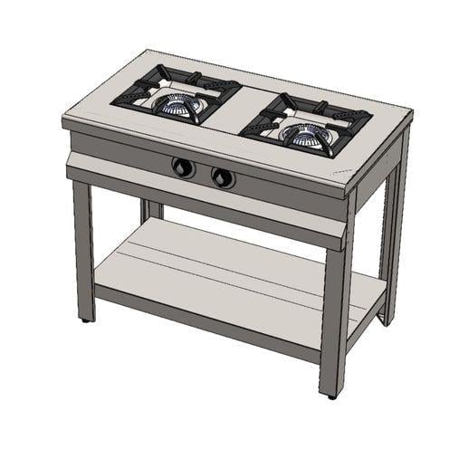 CSA Karacasan Doğalgazlı Taban Raflı Çiftli 2 Gözlü Ocak