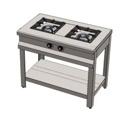 CSA Karacasan Doğalgazlı Taban Raflı Çiftli 2 Gözlü Ocak