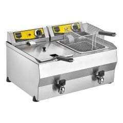 Remta R111 Yağ Tahliye Musluklu Çiftli Fritöz, 8+8 L, Elektrikli