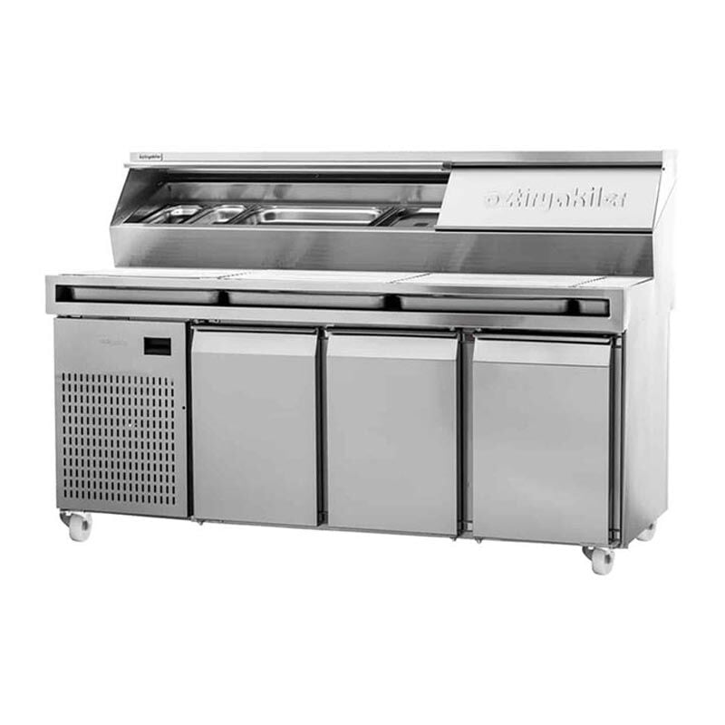 MAKE UP PİZZA HAZIRLIK DOLABI 188X80 ÖZEL PİZZA ÖNÜ TELLİ