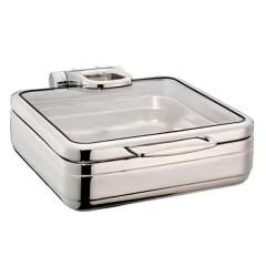 ÖZTİRYAKİLER LUX CHAFİNG DİSH HİDROLİK CAM KAPAK KARE 6L 2/3 GN