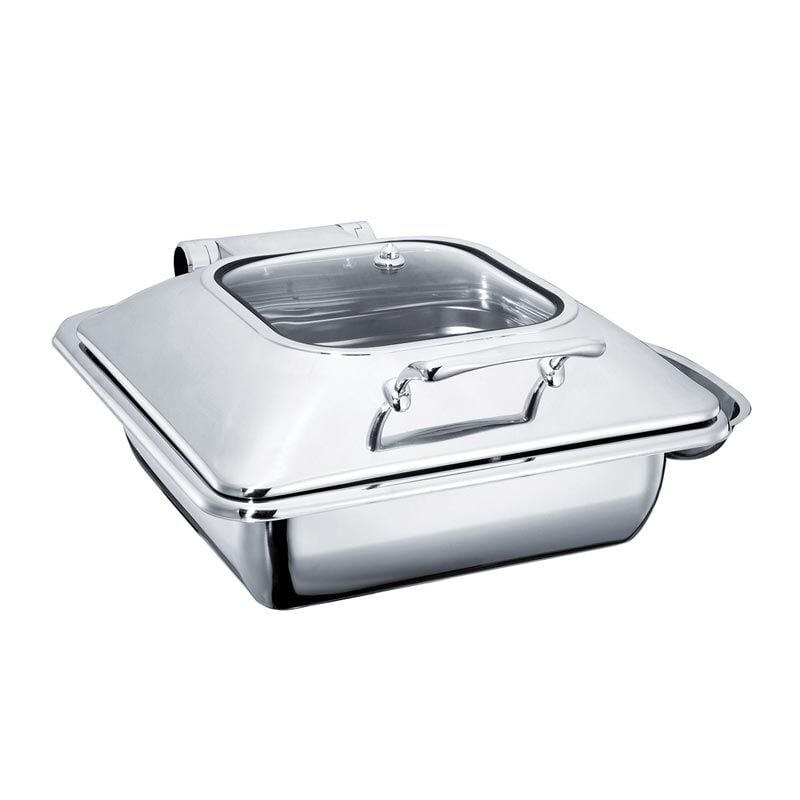 OZTIRYAKILER  CHAFING DISH DİKDÖRTGEN CAM KAPAKLI AYAKSIZ  6 L (2/3 GN)